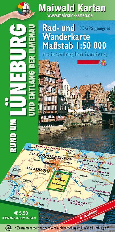 Lüneburg = Rad- und Wanderkarte - Rund um Lüneburg und entlang der Ilmenau