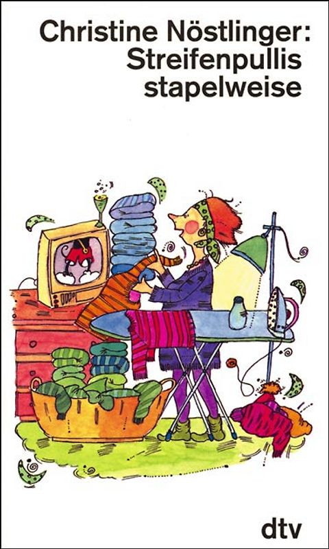 Streifenpullis stapelweise