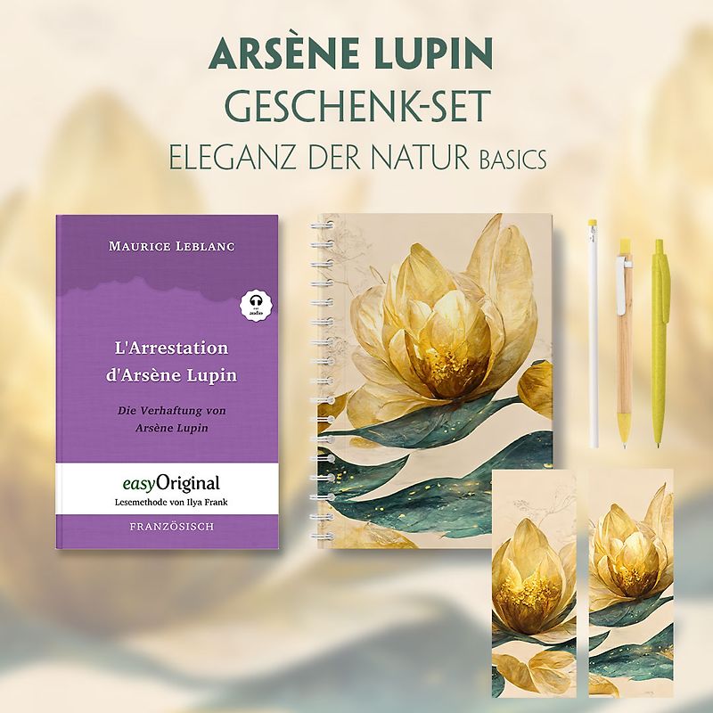 Die Verhaftung von d’Arsène Lupin - Geschenkset (Buch + Audio-Online) + Eleganz der Natur Schreibset Premium