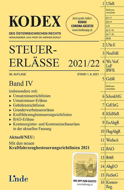 KODEX Steuer-Erlässe 2021/22, Band IV