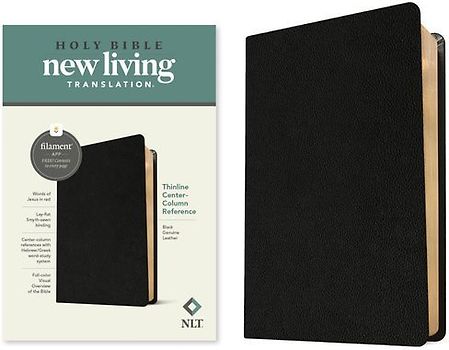 NLT Thinline Center-Column Reference Bible, Filament Enabled (Genuine Leather, Black, Red Letter)