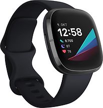 Image of Fitbit Sense 40 mm grafiet met een siliconen polsband carbon [wifi] (Refurbished)