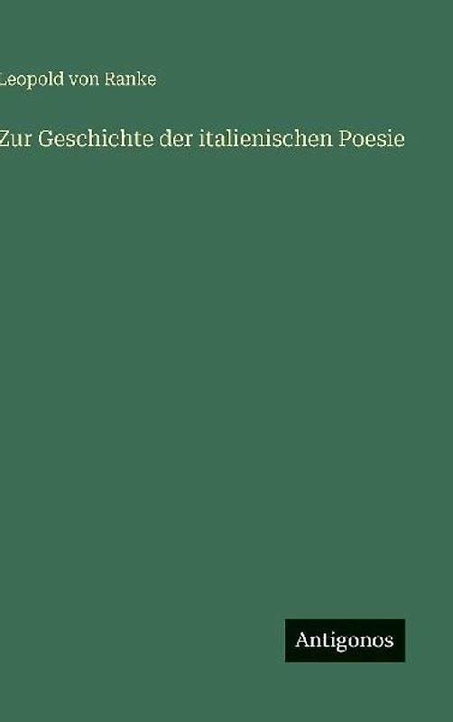 Zur Geschichte der italienischen Poesie