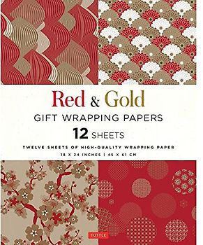 Red and Gold Gift Wrapping Papers: 12 Sheets of High-Quality 18 x 24 inch Wrapping Paper: 18 x 24 inch (45 x 61 cm) Wrapping Paper