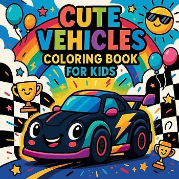 Cute Vehicles Coloring Book for Kids