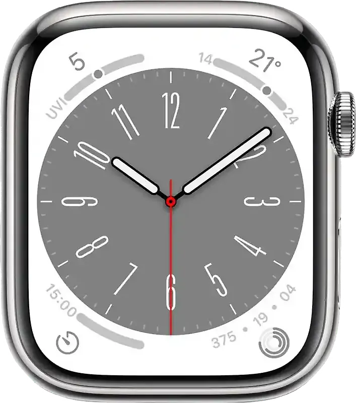 Apple Watch Series 8 41 mm Boîtier acier inoxydable argent [Wi-Fi + Cellulaire]