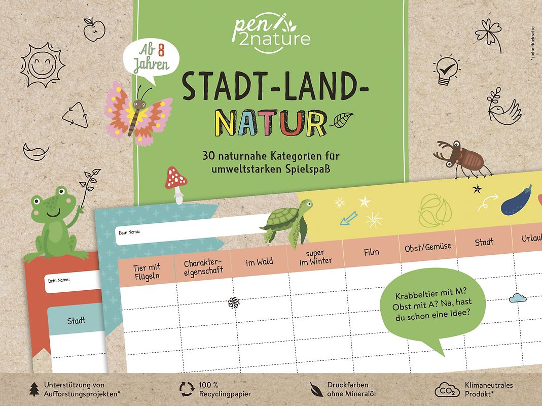 Stadt-Land-Natur. Bunter Spiele-Block für Kinder ab 8 Jahren und die ganze Familie