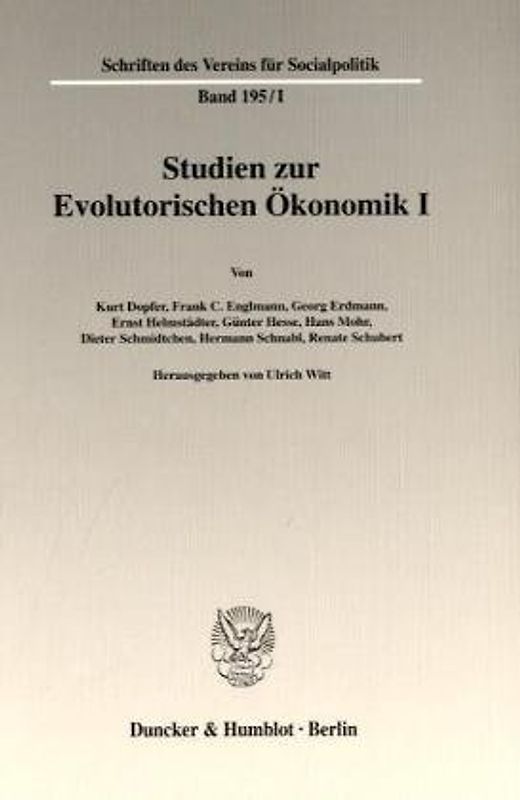 Studien zur Evolutorischen Ökonomik I.