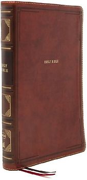 Nkjv, Reference Bible, Center-Column Giant Print, Leathersoft, Brown, Red Letter Edition, Thumb Indexed, Comfort Print