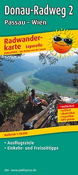 Donau-Radweg 2, Passau - Wien. Leporello Radtourenkarte mit Ausflugszielen, Einkehr- & Freizeittipps, wetterfest, reissfest, abwischbar, GPS-genau. 1:50000