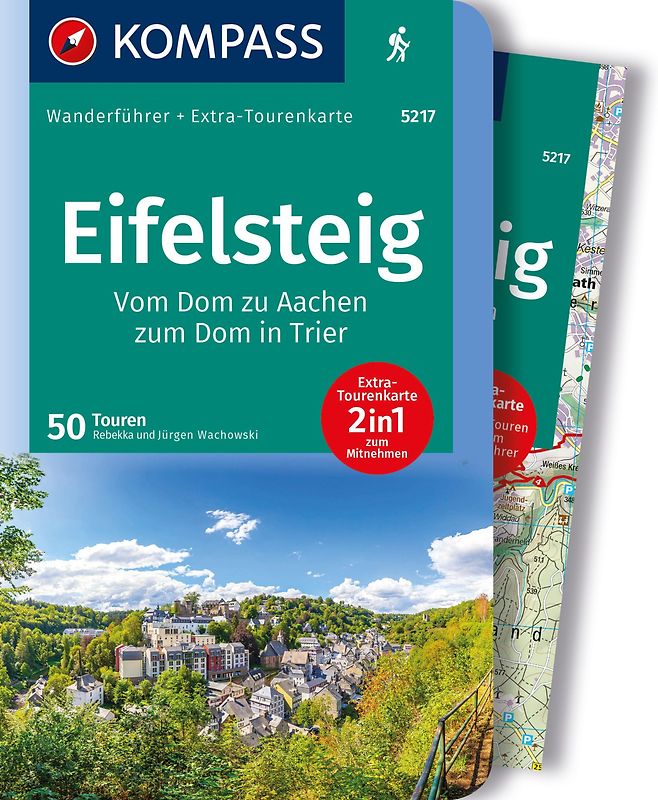 KOMPASS Wanderführer Eifelsteig, 50 Touren mit Extra-Tourenkarte
