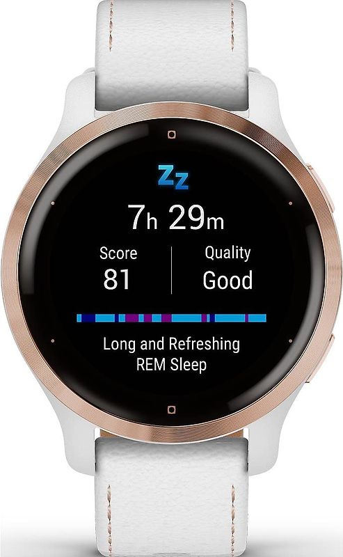 Garmin Venu 2S 40 mm or rose avec bracelet en cuir blanc [Wi-Fi]