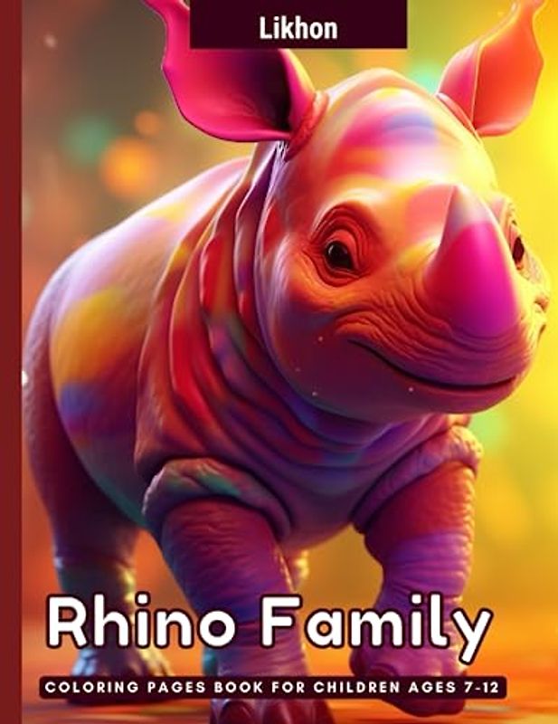 Likhon Rhino Family Coloring Pages Book for Children Ages 7-12
