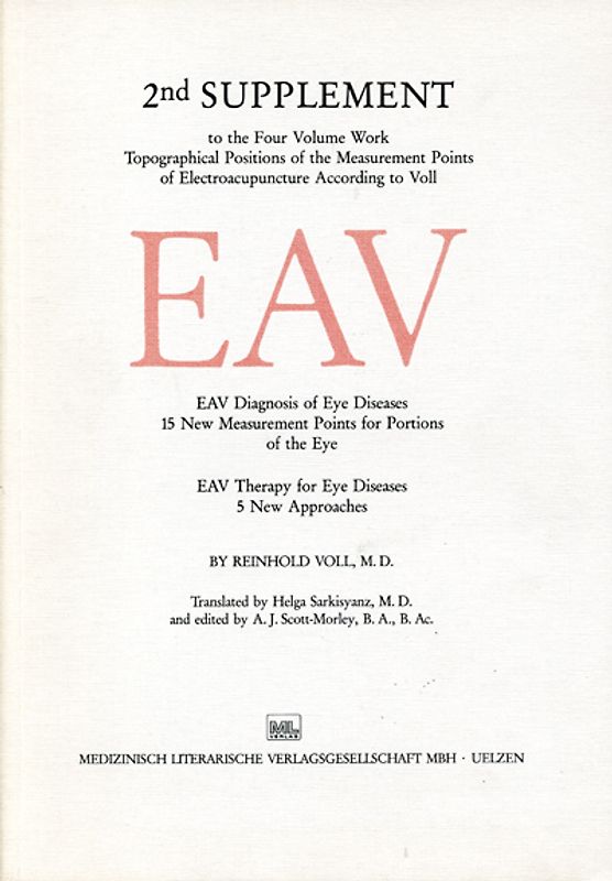 Topographic position of the measurement points in electro-acupuncture / 2nd Supplement