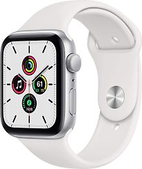 Apple Watch SE 44 mm boîter aluminium argent et bracelet sport blanc [Wi-Fi]