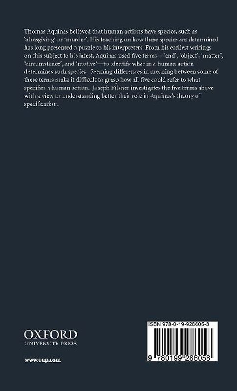 The Specification of Human Actions in St Thomas Aquinas