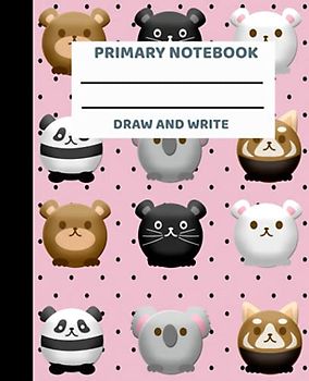 Primary Notebook Read and Draw: Kawaii animal pattern notebook Half draw/Half write pages Perfect for kindergarten and up