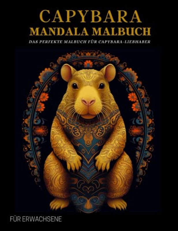 Capybara Malbuch für Erwachsene: Entspannende Wasserschwein-Muster, Mandalas und Blumen , Lustige Illustrationen– Therapie und Meditation für Männer und Frauen