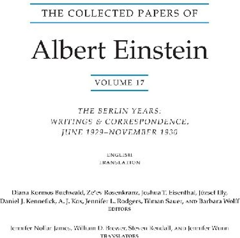 The Collected Papers of Albert Einstein, Volume 17 (Translation Supplement)