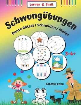 Schwungübungen ab 3-4 jahre. Übungsheft-Vorschulübungen & Kindergartenblock. Förderung Feinmotorik und Konzentration. Das Schreiben Lernen für Jungen ... für Kinder- Rätsel/ Schneiden -Kleben /Malen