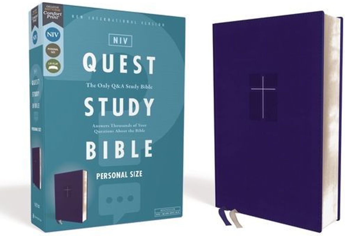 Niv, Quest Study Bible, Personal Size, Leathersoft, Blue, Comfort Print