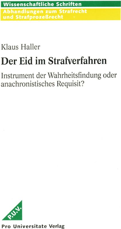 Der Eid im Strafverfahren