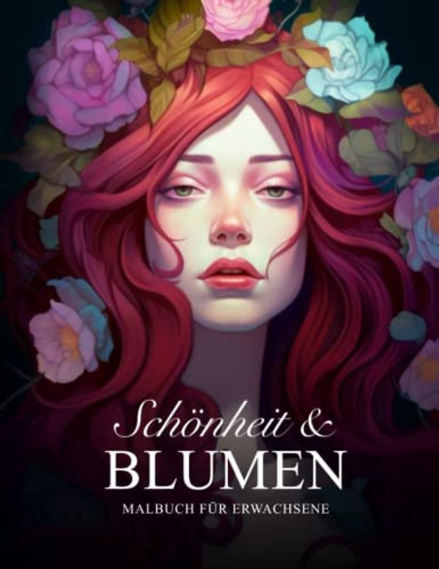 Schönheit & Blumen – Malbuch für Erwachsene: 50 Motive mit wunderschönen Frauen in Blumen