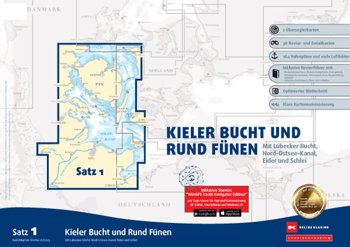 Sportbootkarten Satz 1: Kieler Bucht und Rund Fünen (Ausgabe 2025)