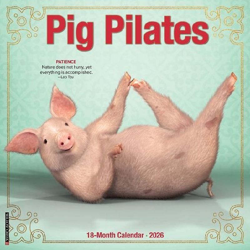 Pig Pilates 2026 12 X 12 Wall Calendar