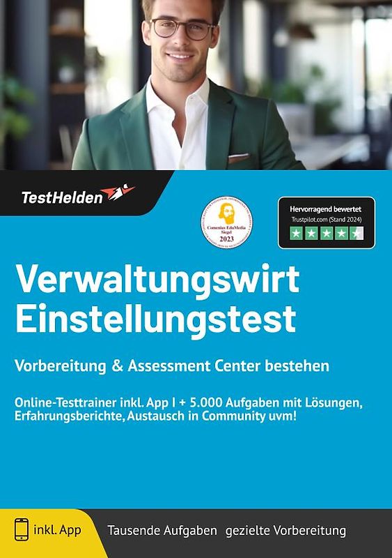 Verwaltungswirt Einstellungstest Vorbereitung: & Assessment Center bestehen | Online-Testtrainer inkl. App I + 5.000 Aufgaben mit Lösungen, Erfahrungsberichte, Austausch in Community uvm!