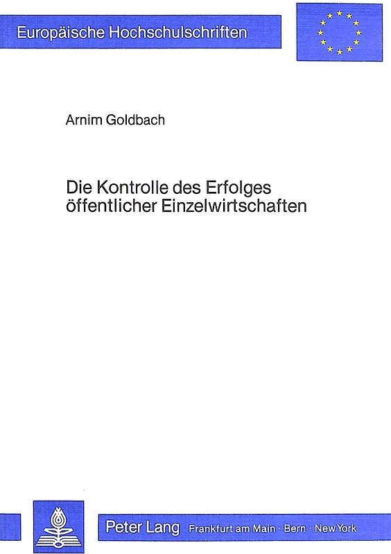 Die Kontrolle des Erfolges öffentlicher Einzelwirtschaften