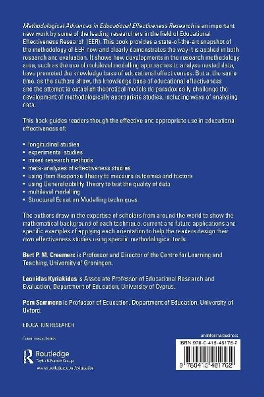 Methodological Advances in Educational Effectiveness Research