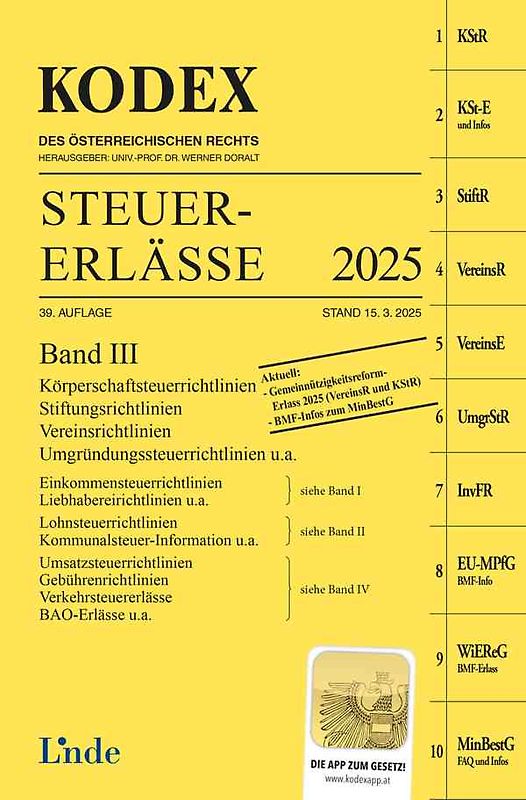 KODEX Steuer-Erlässe 2025, Band III