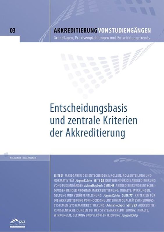 Akkreditierung von Studiengängen – Heft 3