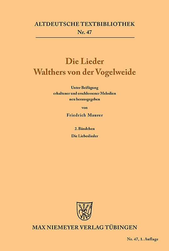 Die Lieder Walthers von der Vogelweide