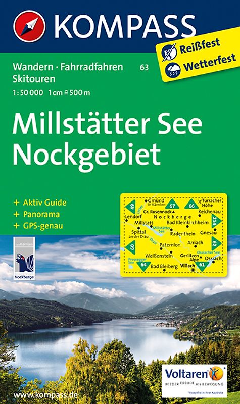 KOMPASS Wanderkarte Millstätter See, Nockgebiet