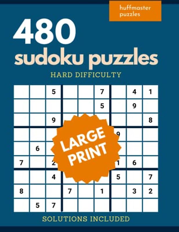 480 Large Print Sudoku Puzzles: Hard Difficulty