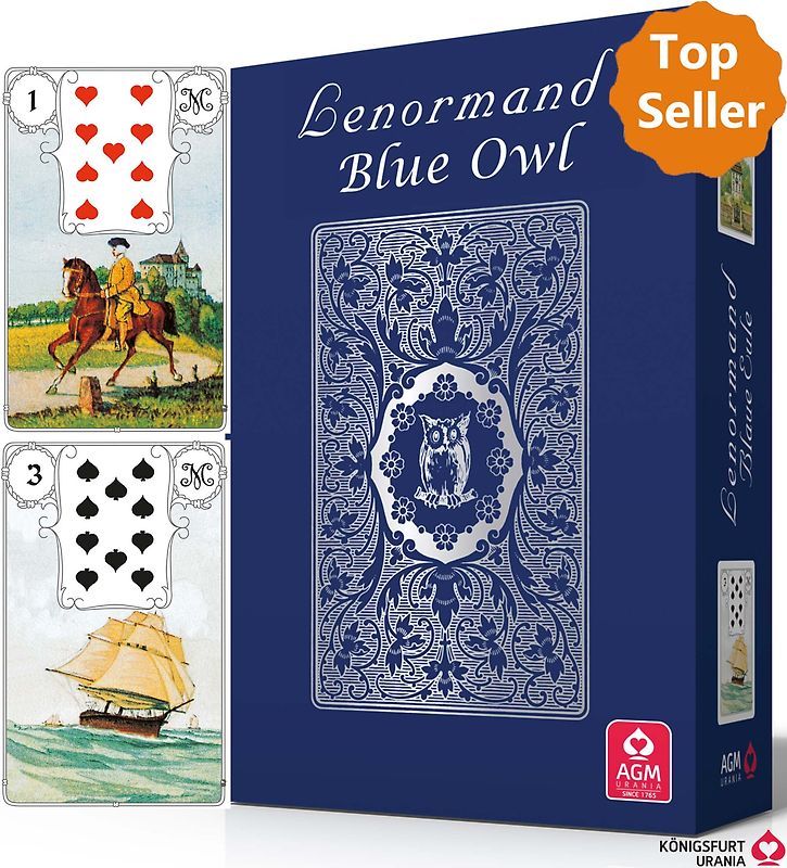 Lenormand Blue Owl (Silver Edition) - Marie-Anne Lenormand (English Lenormand Cards)