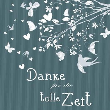 Danke für die tolle Zeit: Gästebuch I Erinnerungsalbum für den Abschied I Ausstand I Ruhestand I Ast mit Vögeln und Schmetterlingen Streifen grün