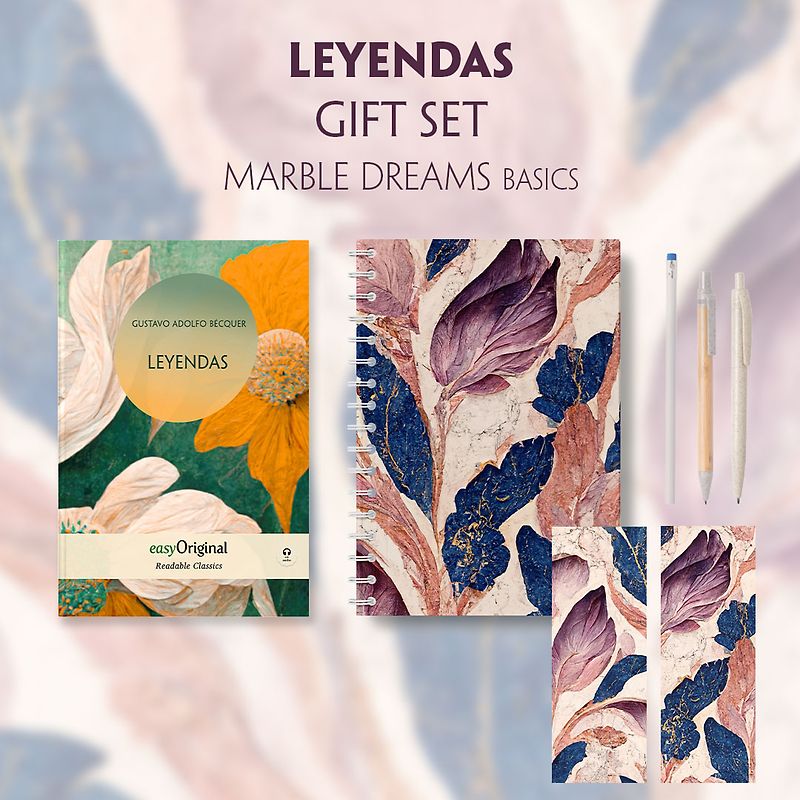 Leyendas (with audio-online) Readable Classics Geschenkset + Marmorträume Schreibset Basics