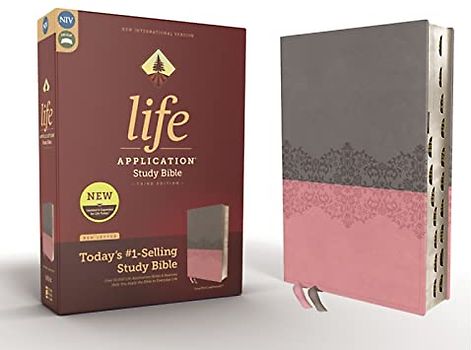 NIV, Life Application Study Bible, Third Edition, Leathersoft, Gray/Pink, Red Letter, Thumb Indexed: New International Version, Gray/Pink, Leathersoft, Red Letter Edition, Thumbed Index