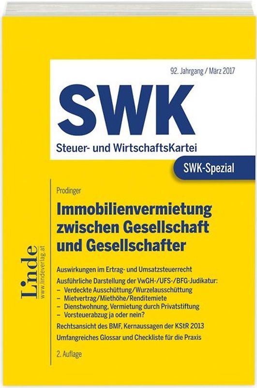 SWK-Spezial Immobilienvermietung zwischen Gesellschaft und Gesellschafter