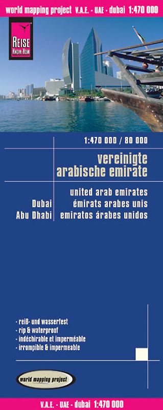 Reise Know-How Landkarte V.A.E., Dubai, Abu Dhabi (1:470.000 / 80.000). world mapping project