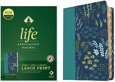 NLT Life Application Study Bible, Third Edition, Large Print (Leatherlike, Meadow Teal, Indexed, Red Letter)
