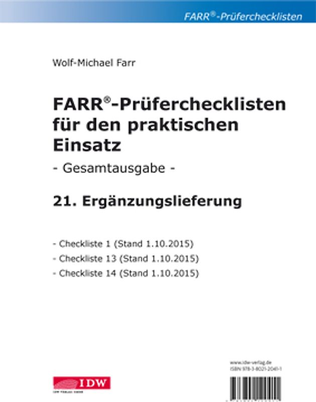 FARR Prüferchecklisten für den praktischen Einsatz