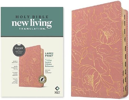 NLT Large Print Thinline Center-Column Reference Bible, Filament Enabled (Leatherlike, Pink Gold Floral, Indexed, Red Letter)