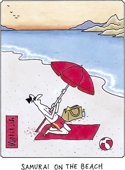 Postkarte „Samurai on the Beach"