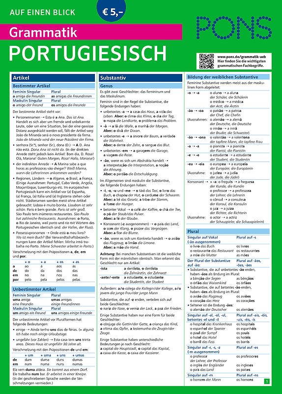 PONS Grammatik auf einen Blick Portugiesisch