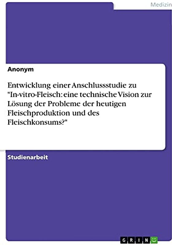 Entwicklung einer Anschlussstudie zu "In-vitro-Fleisch: eine technische Vision zur Lösung der Probleme der heutigen Fleischproduktion und des Fleischkonsums?"