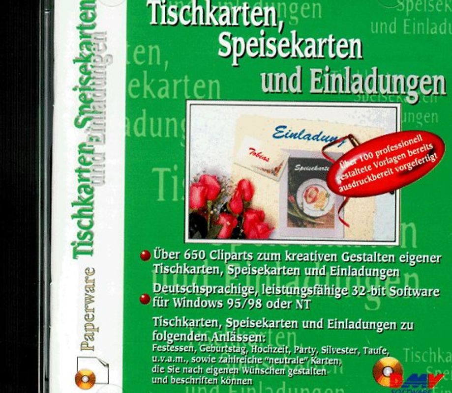 Tischkarten, Speisekarten, Einladungen (CD-Version)